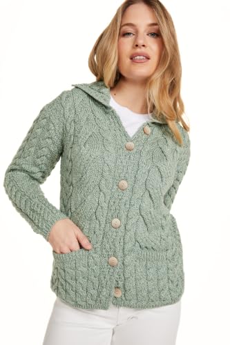 Image of Ladies Buttoned Cabled Cardigan-L