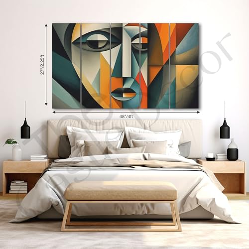 Image of The Castle Decor Women abstract painting with frame Big Size 27x48 Wall art for living room,Bedroom,Drawing room,Hotels-Wooden Framed-293