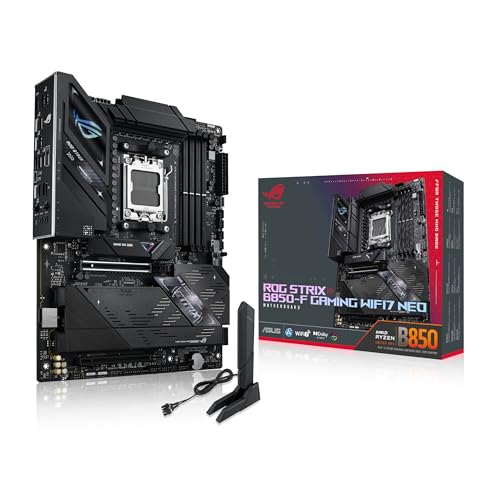 Image of ASUS ROG Strix B850-F GAMING WIFI7 NEO, AMD ATX motherboard, 16+2+2 power stages, DDR5 slots, four M.2 slots, PCIe? 5.0, three USB 2.0 headers, USB 20Gbps Type-C?, WiFi 7, Realtek 5G and Aura Sync RGB