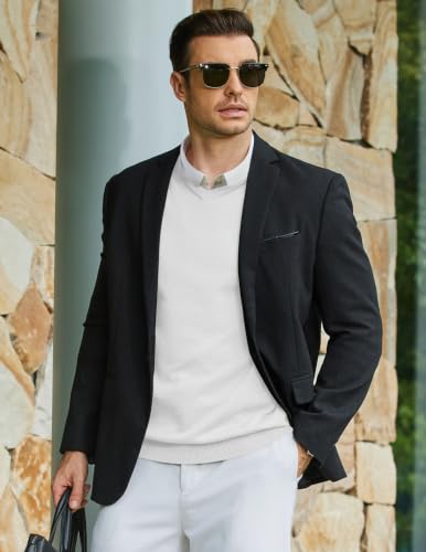 Image of COOFANDY Mens Casual V Neck Sweater Knit Slim Fit Long Sleeve Pullover Top