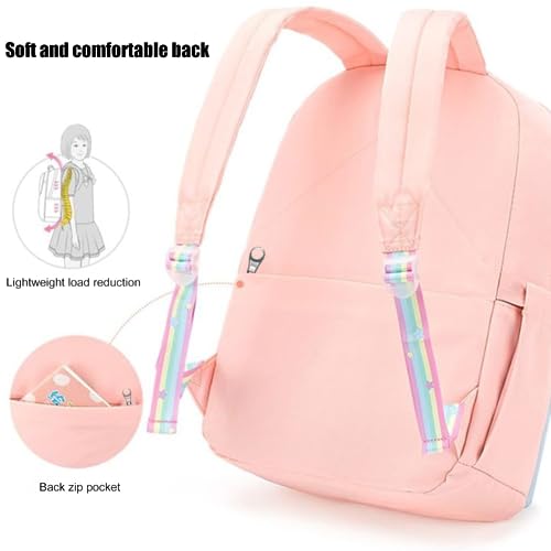 Kawaii Lightweight Backpack Large Capacity Book Rucksack with Pendant Comfortable Wide Shoulder Strap Backpack (Blue-Purple,Small)3
