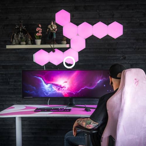 Image of Arozzi Arena Ultrawide Curved Gaming and Office Desk with Full Surface Water Resistant Desk Mat Custom Monitor Mount Cable Management Cut Outs Under The Desk Cable Management Netting - Pink