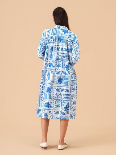 Image of The Mom Store Strollin' in Santorini Maternity and Nursing Shirt Dress