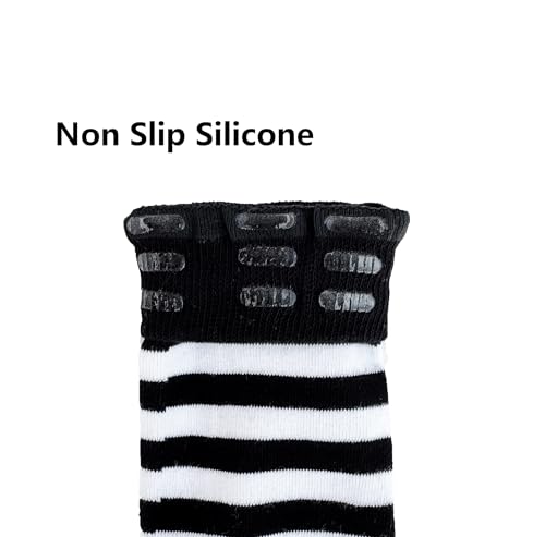 Image of Bestjybt Women Thigh High Socks Cotton Warm Striped Over Knee High Socks | Well-made, Not Sheer, Thick, Leg Warmers, Long Knee High Boot Socks, Comfortable, Thigh-friendly, Stay up, Fit Well