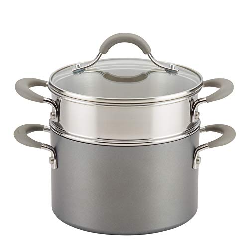 Circulon 3-Qt Covered Stockpot Insert Hard Anodized Aluminum Steamer Set 3 Quart Graphite