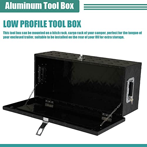 Moosun 20-Inch Heavy Duty Aluminum Diamond Plate Tool Box Chest Box Pick Up Truck Bed Rv Trailer Toolbox Storage Lockable Organizer With Side Handle And Lock Keys (Black) #TOP1