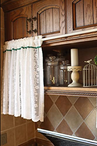 ALWWL Weiße Gaze-Vorhänge,Kurzer Vorhang,Schrankvorhänge,Pastoraler...