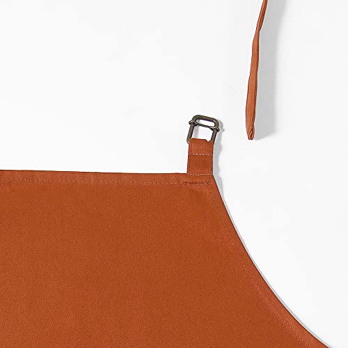 Image of HPD Half Price Drapes Aprons for Men Women with Large Pockets Adjustable Unisex PRTW-S01-AP Solid Cotton, 27 X 34 Inch, Bombay Rust