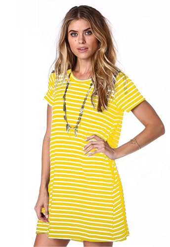 Image of Alaster Women's Casual Summer T Shirt Dress Loose Short Sleeve Tunic Dress with Pocket for Women