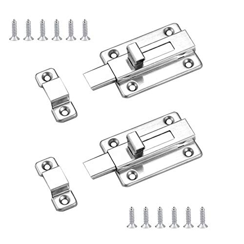 2Pcs Door Lock Bathroom Locks 3 Inch Small Toilet Door Bolt Snib Lock Slide Lock Latch Sliding Door Lock Heavy Duty Gate Bolt Door Stainless Steel Door Latch Lock Small for Internal Doors Bedroom