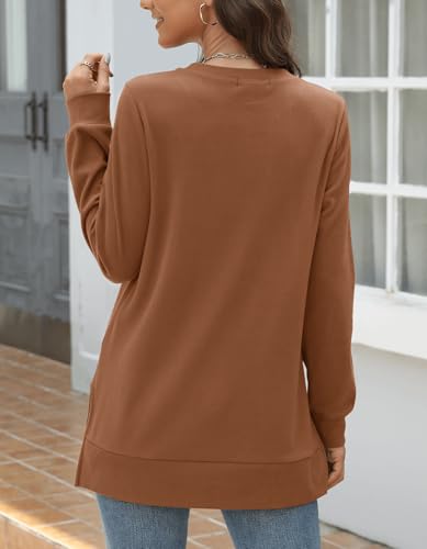 Odosalii Sweatshirt For Women Long Sleeve Shirts Crew Neck Pleated Front Tunic Tops Fall Fashion Pullover Sweaters 2024 thumb #4