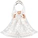 MLcnleS 18 inch Doll Clothes - Doll Wedding Dress Accessories Outfits for 18 Inch Doll Clothes - White Bride Dolls Gown Set with Long Lace Veil and Necklace for Girl Birthday Xmas Gift