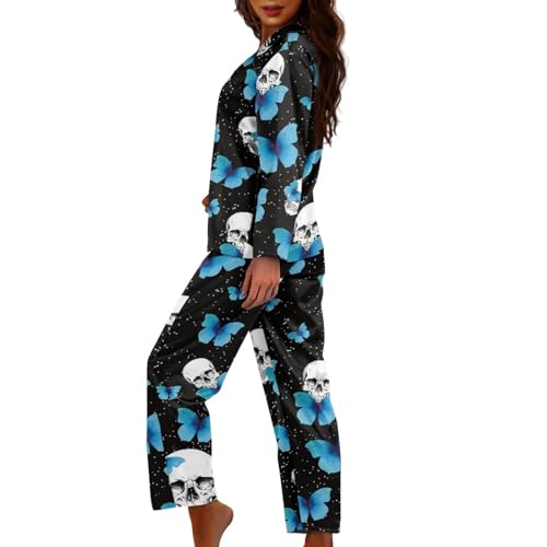 Micoklinlin Couples Matching Pajamas Sets Women's Long Sleeve Sleepwear Mens Button-Down Soft Loungewear Loose Pjs Set2