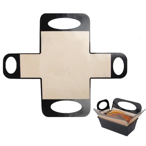Papier Cuisson Reutilisable Tapis Silicone, Tapis de Transfert à Pâte Antiadhésif avec 4 Poignées - Support Moule à Pain Réutilisable 9x5