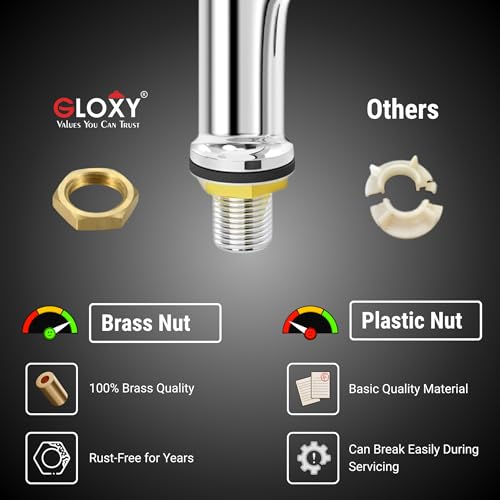 Image of GLOXY Premium Deck Mount Pillar Tap for Bathroom with Chrome Finished Delight Lever - Single Lever Wash Basin Tap for Bathroom, Gardens & Kitchen Sinks - 10 Years Warranty