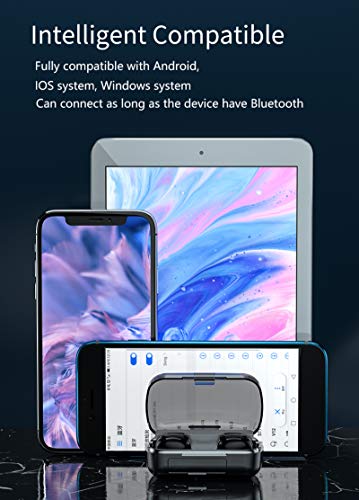 Fones de ouvido sem fio TWS, fones de ouvido Bluetooth 5.1 Touch Control com capa de carregamento no