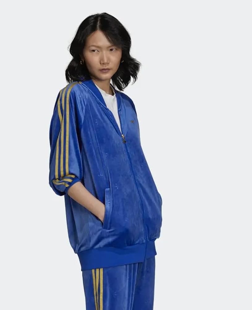 adidas Originals WOMEN'S TRACK TOP IN VELVET WITH EMBOSSED