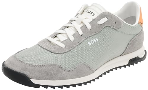 Image of BOSS Men's Zayn Low Profile Suede Leather Two Tone Sneaker