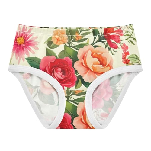 Vintage Floral Watercolor Flowers Girls Underwear Toddlers 2t Cotton Girl Panties Cute Personalized Kids Briefs Undies