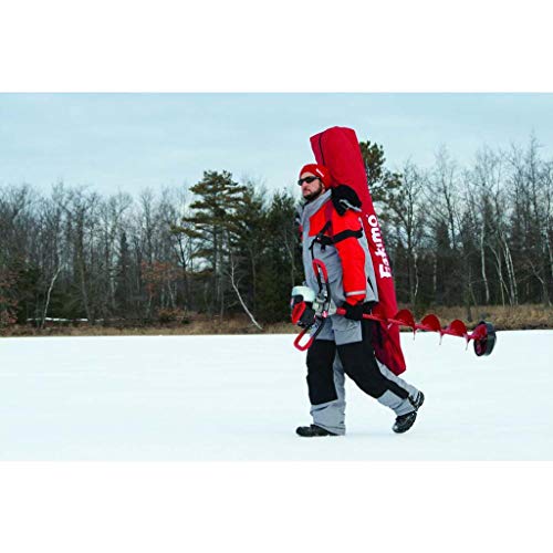 Eskimo FF949i FatFish Pop-up Portable Hub-Style Ice Shelter, Wide Bottom Design 61 sq ft. Fishable Area, 3-4 Person Insulated,Red