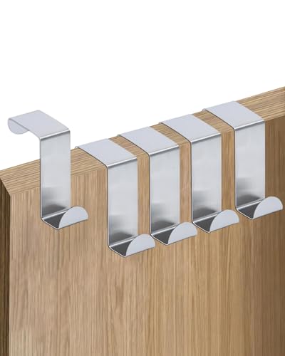Acual Türhaken, 5 Stück Türhaken zum Einhängen, Kleiderhaken Tür Edelstahl, Türgarderobe zum Eeinhängen, Einzeln Einhängehaken,Platzsparende & Stabile, Türgarderobe Haken für Tür & Schrank