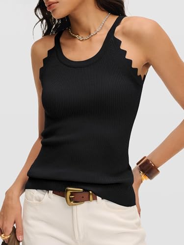 Image of ANRABESS Womens Summer Tank Tops Sleeveless Ribbed Camisole | Spaghetti Strap Cami Sweater, Soft Lightweight, Slim Knit, Casual Beach Vacation Travel Office Clothes, Spring Fall Layering