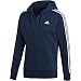 adidas Men's Essentials 3-Stripe Full Zip Fleece Hoodie, Collegiate Navy/White, XX-Large