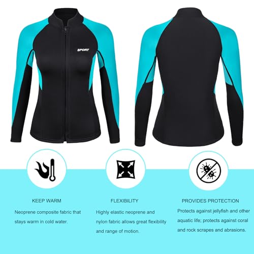 Chaqueta de neopreno DEHAI para mujer, 2mm, para buceo y natación miniatura 5