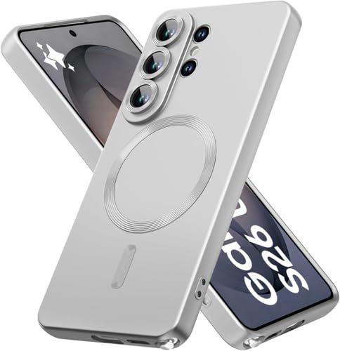 Image of DIZORO Compatible with Samsung S26 Ultra Case, Matte Luxury Metallic Luster Flexible TPU, Compatible with MagSafe, Wireless Charging Shockproof Case with Lens Camera Protector Back Cover (Silver)