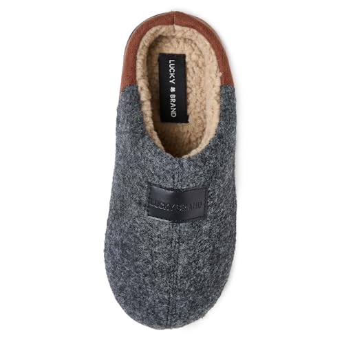 Image of Lucky Brand Boys Micro Suede Sherpa Clog Slippers Warm Plush Lined Indoor Outdoor Slip On House Shoes Cozy Kids Winter Clogs