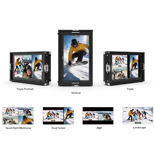 Image of LILLIPUT PVM270S 27 inch Multiview Broadcast Monitor - 1000 Nits, Dual 3G-SDI, Triple HDMI 2.0, 4-Channel Multiview, 3D LUT, HDR, Live Streaming Monitor (PVM270S-VBP with V Mount)
