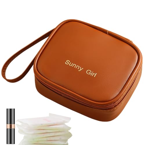 para el período: menstrual portátil de piel sintética para compresoresmenstruales, bolsas para compresas menstruales, bolsas porta absorbentes con cremallera viaje para compresas para