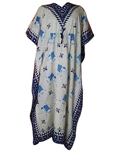 ukal Women's Kaftan Summer Maxi Kimono Dress Beach Cover Up Ladies Kaftan Sleepwear Viscose Kaftan Night Gown Robe V-Neck Cover Up-picture-17