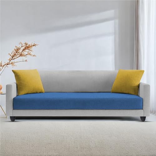 Image of Casaliving Dominic 3 Seater Sofa Set for Living Room (Blue Grey Fabric) Premium Fabric Sofa