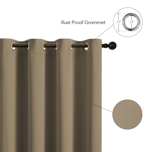 Image of LINENWALAS 100% True Blackout Curtains for Window (5 Feet) - Set of 2 | Matte Finish Complete Light Block | Thermal Insulated & Noise Reducing Room Darkening Curtains | UV Protection (Warm Smoke)