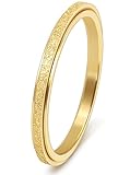 DURSI Anillos giratorios de acero inoxidable para mujeres, hombres y niños, anillo giratorio para la ansiedad, alivio del estrés, figura giratoria, 2 mm (oro de 18 quilates, 10)