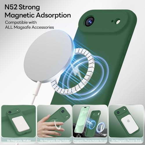 Image of LOVE 3000 Designed for iPhone Air Case, Premium Silicone [Compatible with Magsafe][Soft Anti-Scratch Microfiber Lining] Shockproof Protective Phone Case for Men Women 6.5 inch, Green