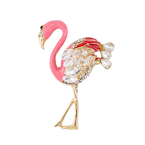 Image of Cute Flamingo Sparkly CZ Brooches Pins Delicate Pink Animal Crystal Brooch Classic for Party Dance Banquet for Women Ladies Girls Dainty Elegant Beautiful Lapel Pins Dress Suit Shirt Ceremony Clothes Accessories Jewelry