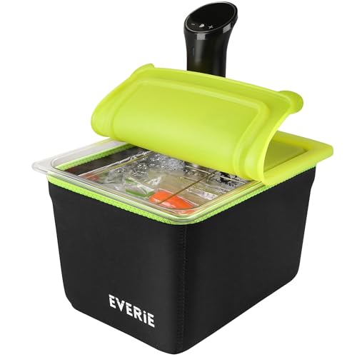 Everie Sous Vide Container With Universal Silicone Lid And Sous Vide Rack And Container Sleeve