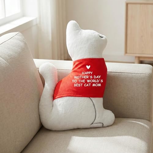 Tian Zhun Cat Mom Gifts for Women Mommy Cats Lovers Cat Pillow 16.1 x 11 Inch Happy Mothers Day to The Worlds Beat Cat Mom