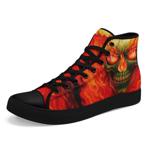 coolcustomize Zapatos de lona con diseño de calavera gótica de moda para hombre y mujer, elegantes y cómodos, unisex, zapatillas planas para el día a día y paseos, Negro Rojo Marrón, 39 EU
