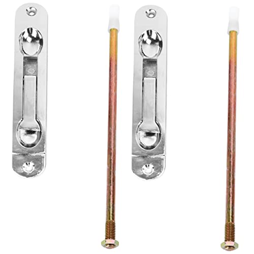 2pcs Flush Bolt Invisible Door Security Lock Anti- Door Hasp Door Hasp Lock Bolt Door Sliding Hasp Lock Stainless Steel Door Hasp Handle Drawer Door Latch Metal Heavy