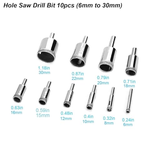 Set de brocas de diamante para cerámica y vidrio 10 piezas miniatura 2