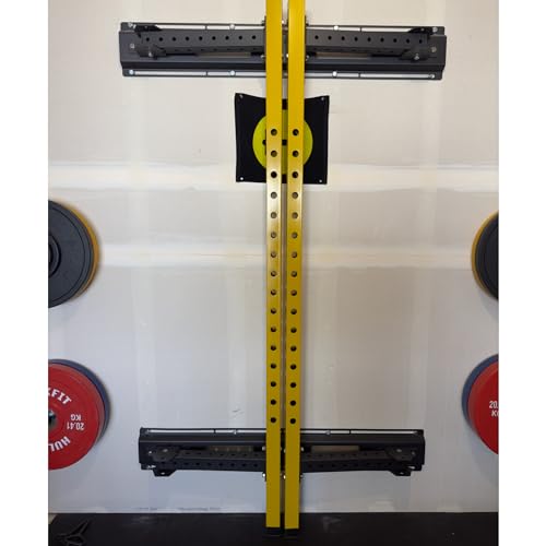 HulkFit Pro Series 2.35” x 2.35” Steel Folding Wall Mounted Power Rack Cage with Attachment Accessories - J Hooks and Height Adjustable Pull Up Bar