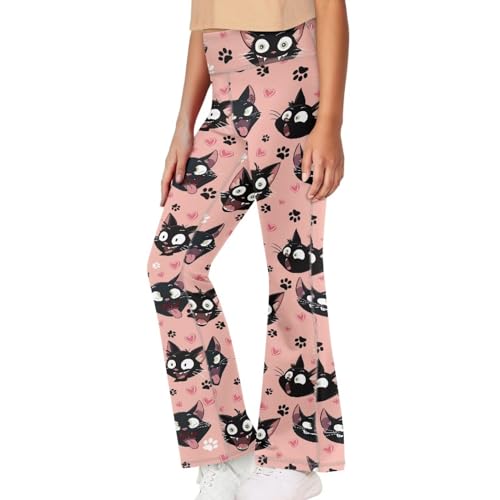 Image of Girls Leggings Floral Print High-Waisted Flared Pants 5-14 Years
