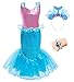 New front Principessa Carnevale Ariel Festival Abito Fionda Blu Costume Abito da Principessa Sirena Gioielli Bambina Cosplay Abiti Gonna Accessori per Capelli Braccialetto