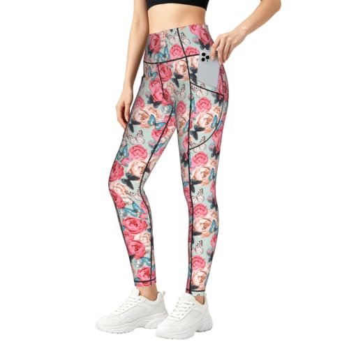 Pantalones de yoga para mujer holgados elásticos fitness estampado