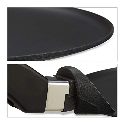 Foto von Relaxdays Crêpespfanne Aluguss 25 cm, antihaftbeschichtete Gusspfanne für Crêpes, pflegeleicht, extra flach, schwarz