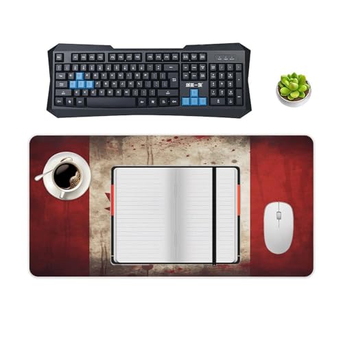 Retro Canada Flag Desk Mat Pad para Mouse Grande miniatura 4