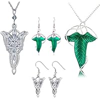 HJYZY 4 aretes de élfico vintage con diseño de hoja verde,